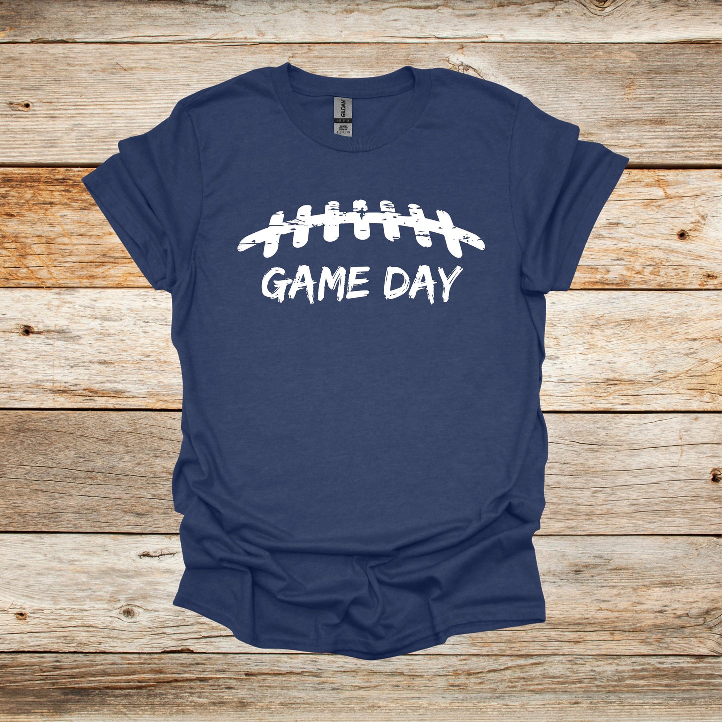 Football T-Shirt - Game Day Laces - Adult and Children's Tee Shirts - Game Day - Sports T-Shirts Graphic Avenue Heather Navy Adult Small 