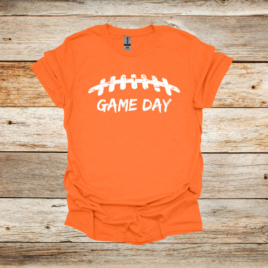 Football T-Shirt - Game Day Laces - Adult and Children's Tee Shirts - Game Day - Sports T-Shirts Graphic Avenue Orange Adult Small 