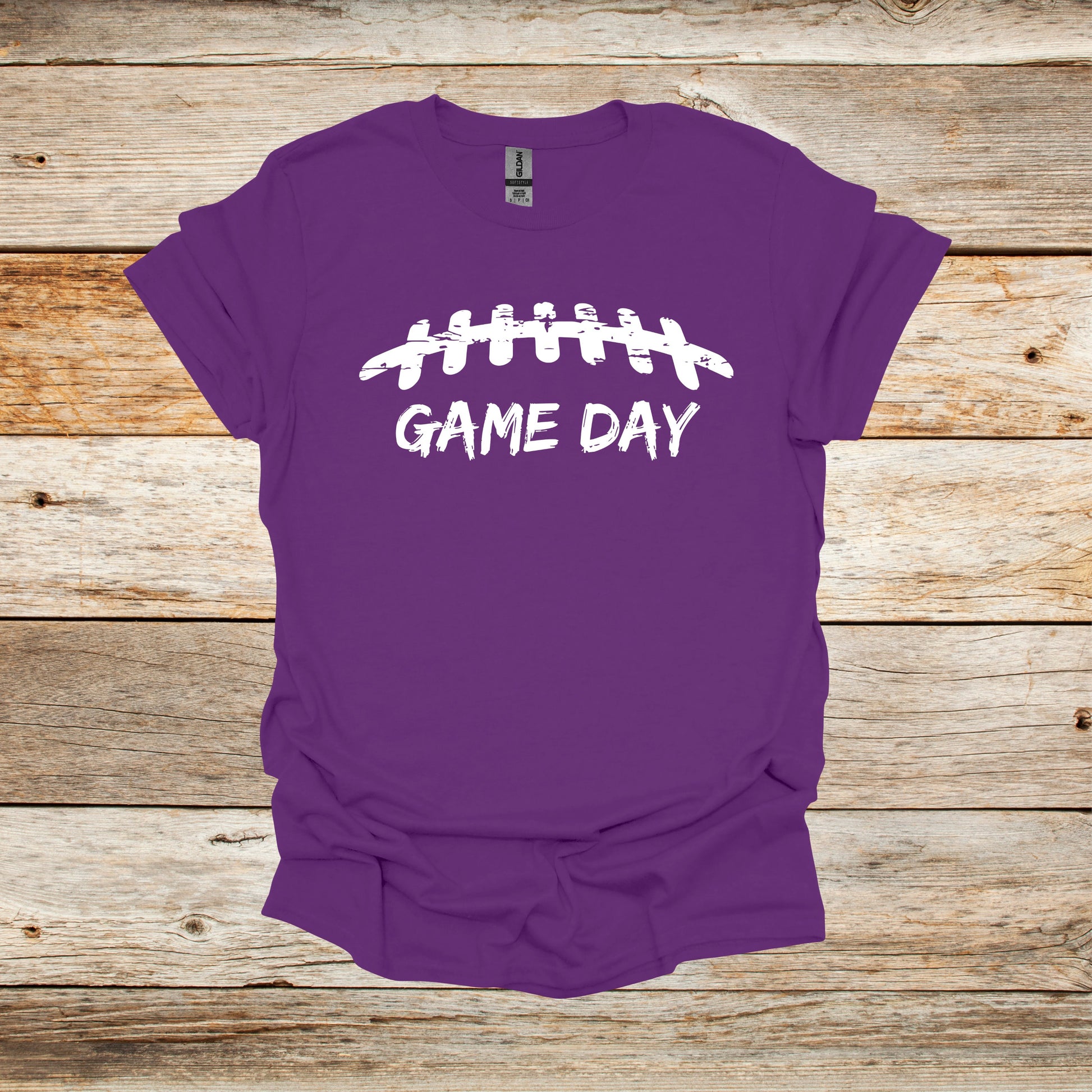 Football T-Shirt - Game Day Laces - Adult and Children's Tee Shirts - Game Day - Sports T-Shirts Graphic Avenue Purple Adult Small 