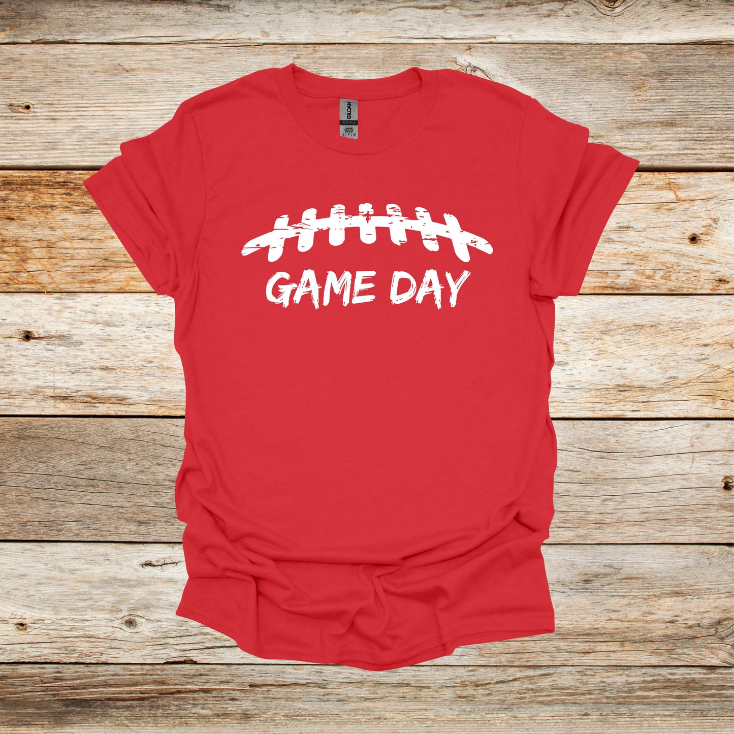 Football T-Shirt - Game Day Laces - Adult and Children's Tee Shirts - Game Day - Sports T-Shirts Graphic Avenue Red Adult Small 