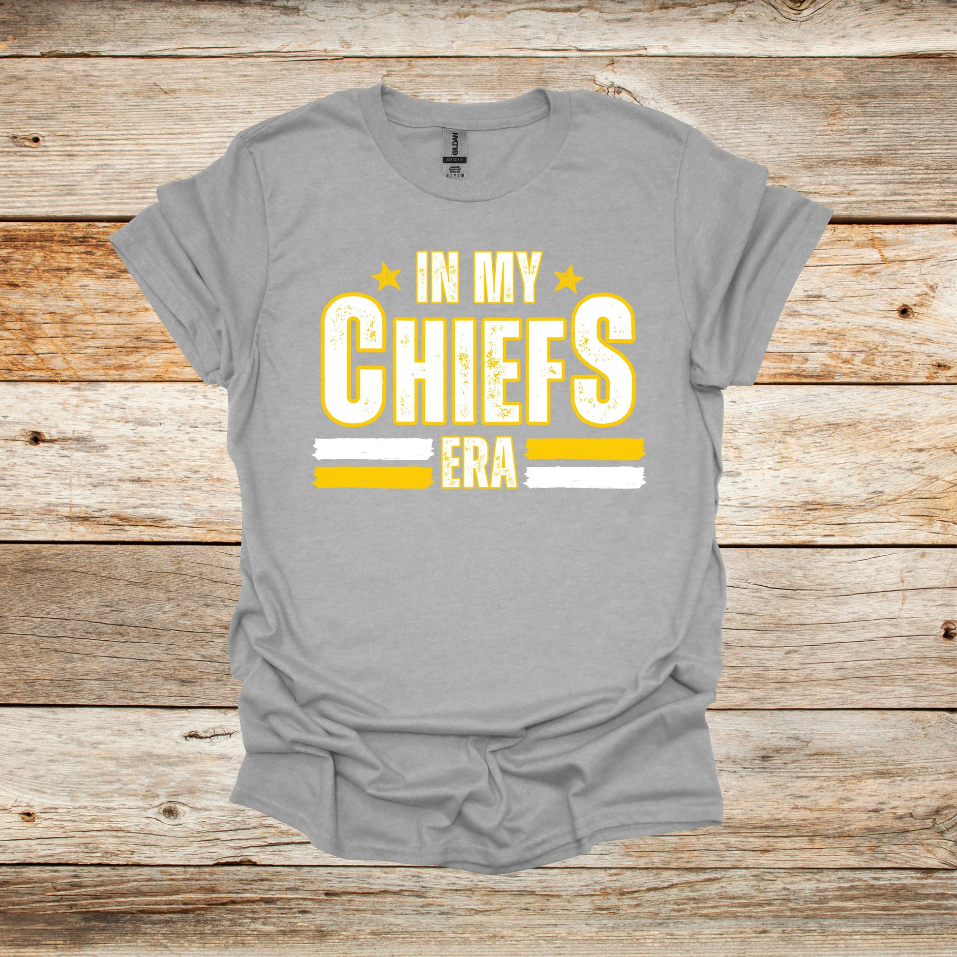 Football T-Shirt - In My Chiefs Era - Kansas City Chiefs - Adult and Children's Tee Shirts - Chiefs - Sports T-Shirts Graphic Avenue Sport Grey Adult Small 