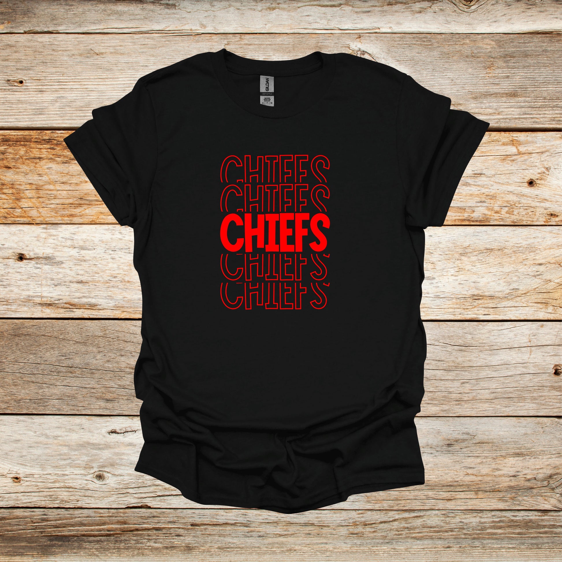 Football T-Shirt - Kansas City Chiefs - Chiefs - Adult and Children's Tee Shirts - Chiefs - Sports T-Shirts Graphic Avenue Black Adult Small 