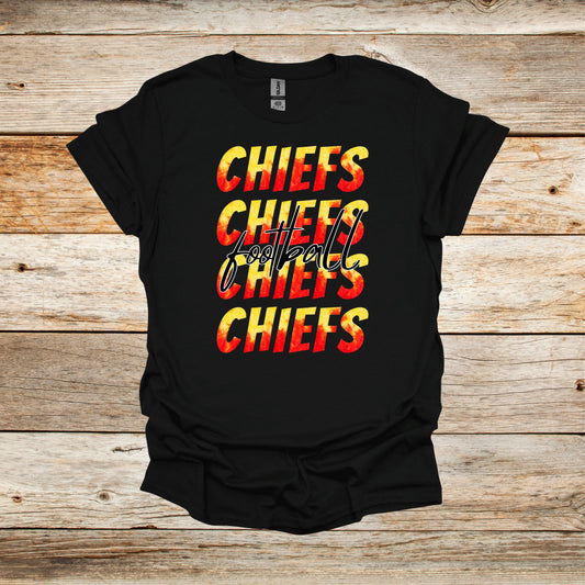 Football T-Shirt - Kansas City Chiefs - Chiefs Football - Adult and Children's Tee Shirts - Sports T-Shirts Graphic Avenue Black Adult Small 