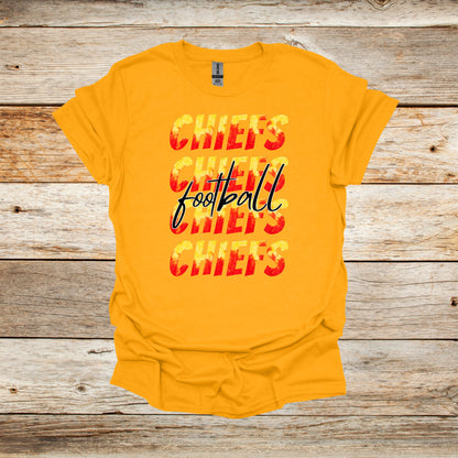 Football T-Shirt - Kansas City Chiefs - Chiefs Football - Adult and Children's Tee Shirts - Sports T-Shirts Graphic Avenue Gold Adult Small 