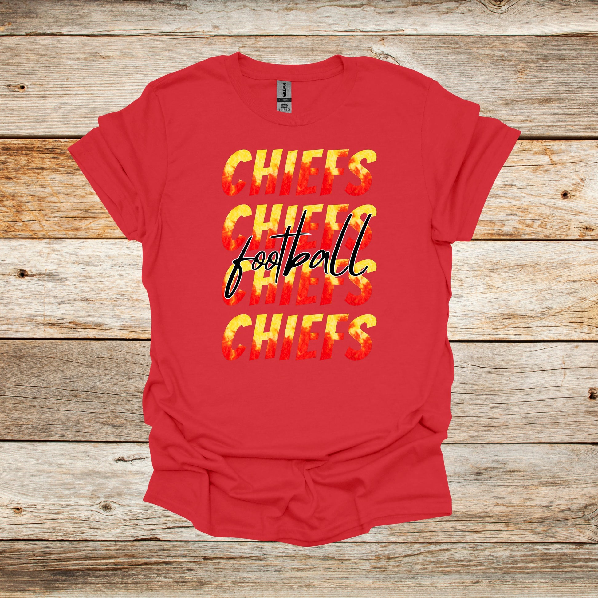 Football T-Shirt - Kansas City Chiefs - Chiefs Football - Adult and Children's Tee Shirts - Sports T-Shirts Graphic Avenue Red Adult Small 