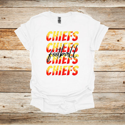Football T-Shirt - Kansas City Chiefs - Chiefs Football - Adult and Children's Tee Shirts - Sports T-Shirts Graphic Avenue White Adult Small 