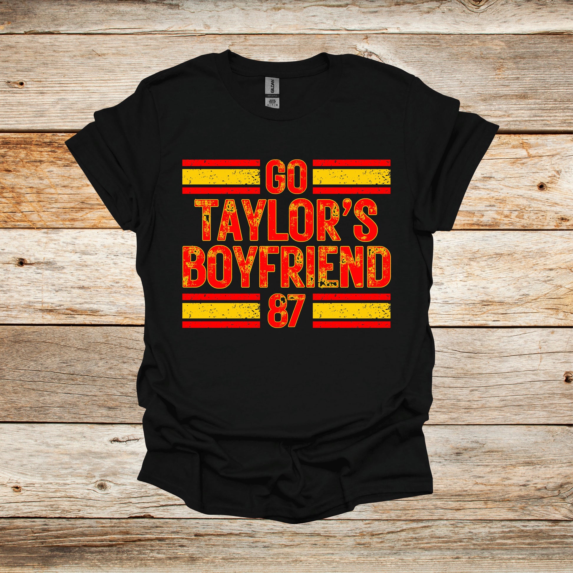 Football T-Shirt - Kansas City Chiefs - Go Taylor's Boyfriend - Adult and Children's Tee Shirts - Sports T-Shirts Graphic Avenue Black Adult Small 