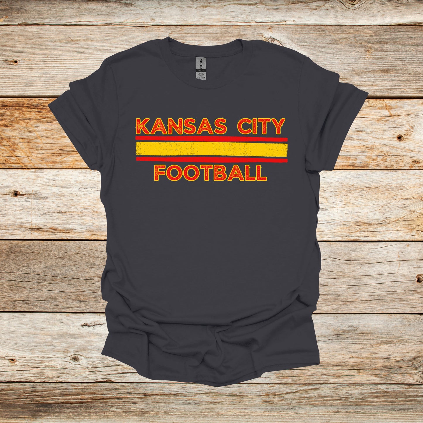 Football T-Shirt - Kansas City Chiefs - Kansas City Football - Adult and Children's Tee Shirts - Chiefs - Sports T-Shirts Graphic Avenue Charcoal Adult Small 