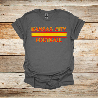 Football T-Shirt - Kansas City Chiefs - Kansas City Football - Adult and Children's Tee Shirts - Chiefs - Sports T-Shirts Graphic Avenue Graphite Heather Adult Small 