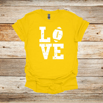 Football T-Shirt - LOVE - Adult and Children's Tee Shirts - Sports T-Shirts Graphic Avenue Daisy Adult Small 