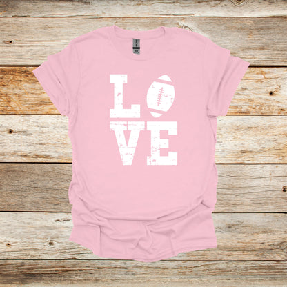 Football T-Shirt - LOVE - Adult and Children's Tee Shirts - Sports T-Shirts Graphic Avenue Light Pink Adult Small 