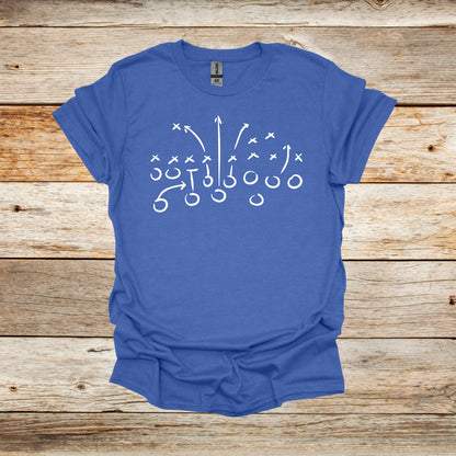 Football T-Shirt - Playbook - Adult and Children's Tee Shirts - Sports T-Shirts Graphic Avenue Heather Royal Adult Small 