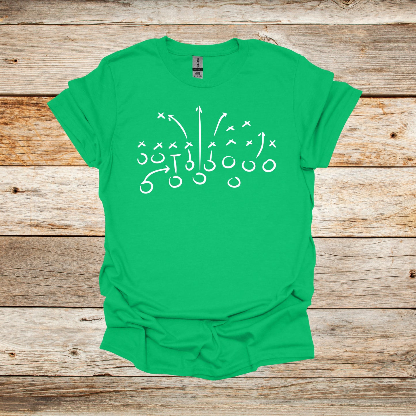 Football T-Shirt - Playbook - Adult and Children's Tee Shirts - Sports T-Shirts Graphic Avenue Irish Green Adult Small 