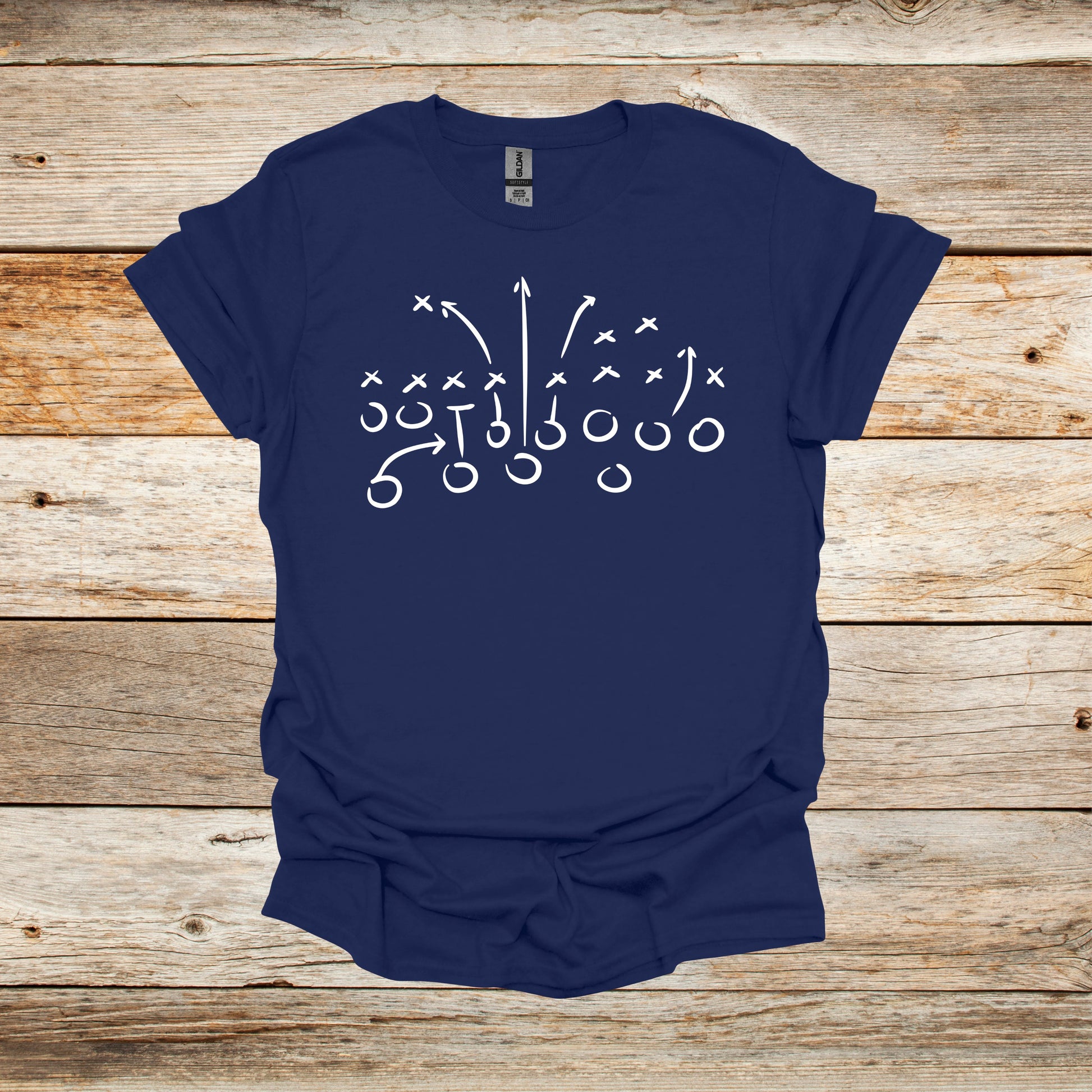 Football T-Shirt - Playbook - Adult and Children's Tee Shirts - Sports T-Shirts Graphic Avenue Navy Adult Small 