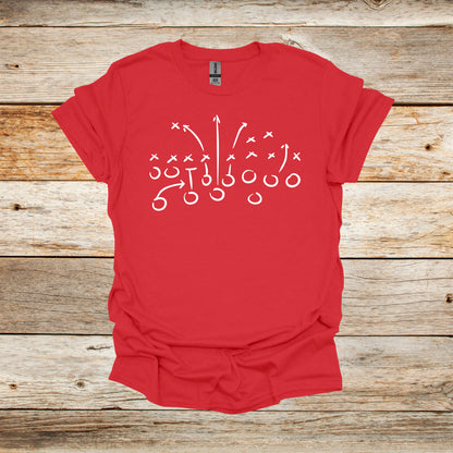 Football T-Shirt - Playbook - Adult and Children's Tee Shirts - Sports T-Shirts Graphic Avenue Red Adult Small 
