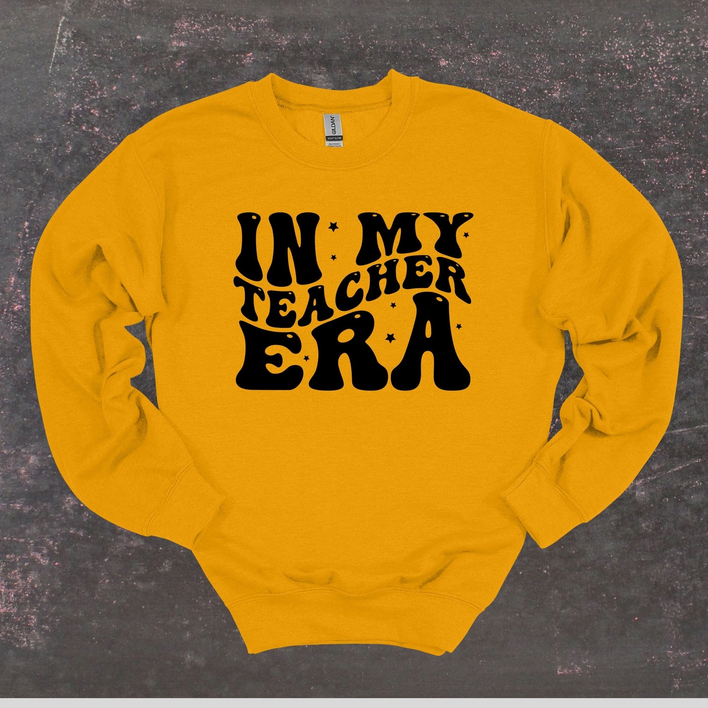 In My Teacher Era - Teacher Crewneck Sweatshirt - Adult Sweatshirts Crewneck Sweatshirt Graphic Avenue Gold Adult Small 