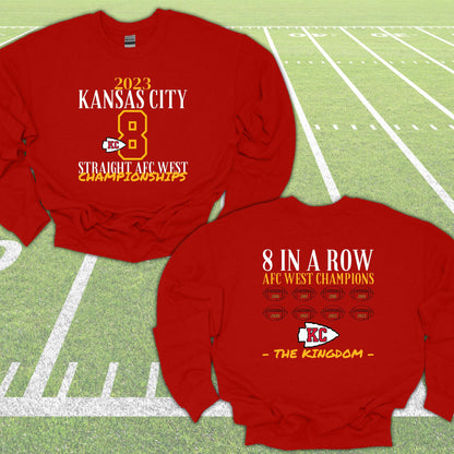 Kansas City Chiefs- AFC West Champions - Adult Tee Shirt, Crewneck Sweatshirts and Hoodie Graphic Avenue Crewneck Sweatshirt Small 