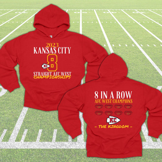 Kansas City Chiefs- AFC West Champions - Adult Tee Shirt, Crewneck Sweatshirts and Hoodie Graphic Avenue Hooded Sweatshirt Small 