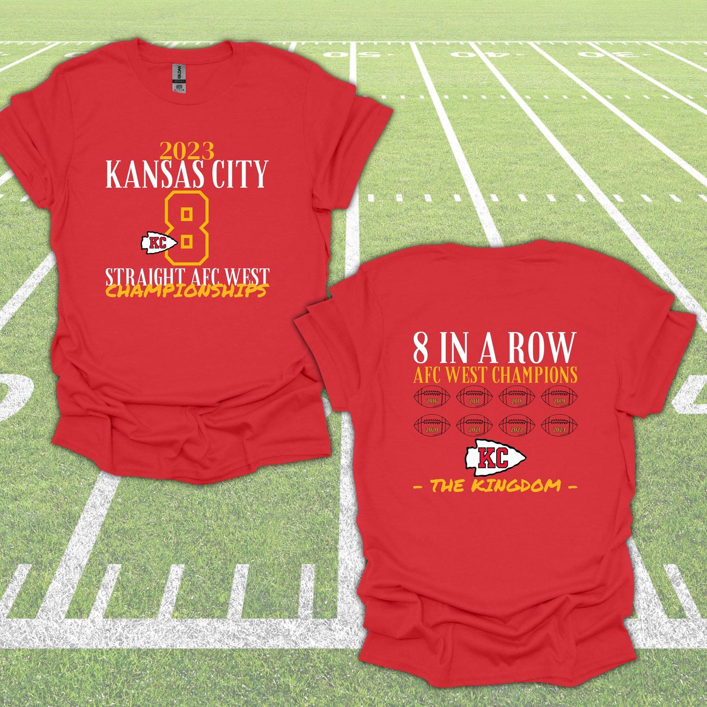 Kansas City Chiefs- AFC West Champions - Adult Tee Shirt, Crewneck Sweatshirts and Hoodie Graphic Avenue Tee Shirt Small 