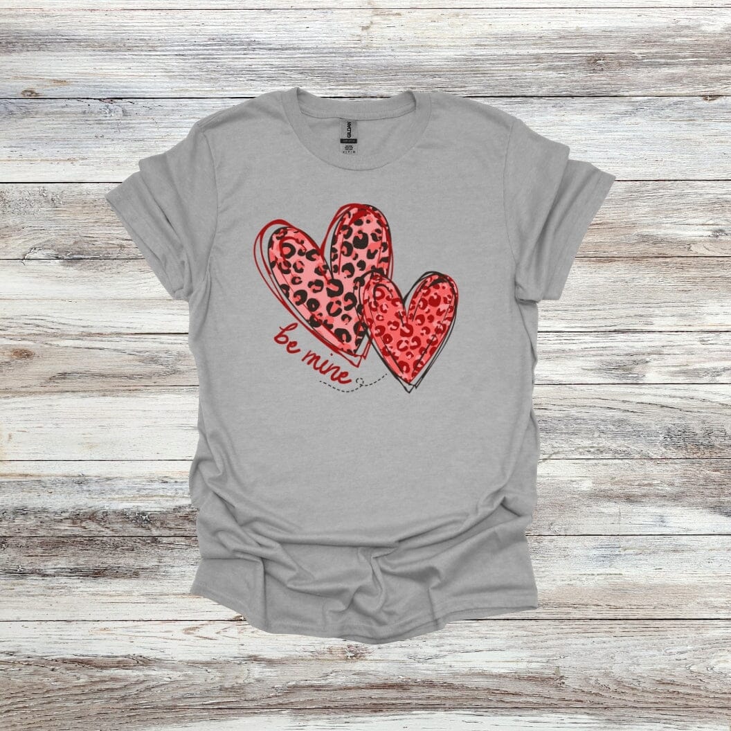 Leopard Hearts - Be Mine - Valentines Day - 2024 - Adult and Youth Crewneck Sweatshirts and Tee Shirts Crewneck Sweatshirt Graphic Avenue Tee Shirt Sport Grey Adult Small
