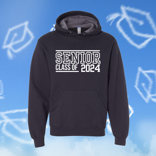 Senior Class of 2024 - Graduation - Custom Colors Available - Adult Hooded Sweatshirts Hooded Sweatshirt Graphic Avenue Black Adult Small 