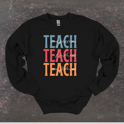Teach Compassion Kindness Confidence - Teacher Crewneck Sweatshirt - Adult Sweatshirts Crewneck Sweatshirt Graphic Avenue Black Adult Small 