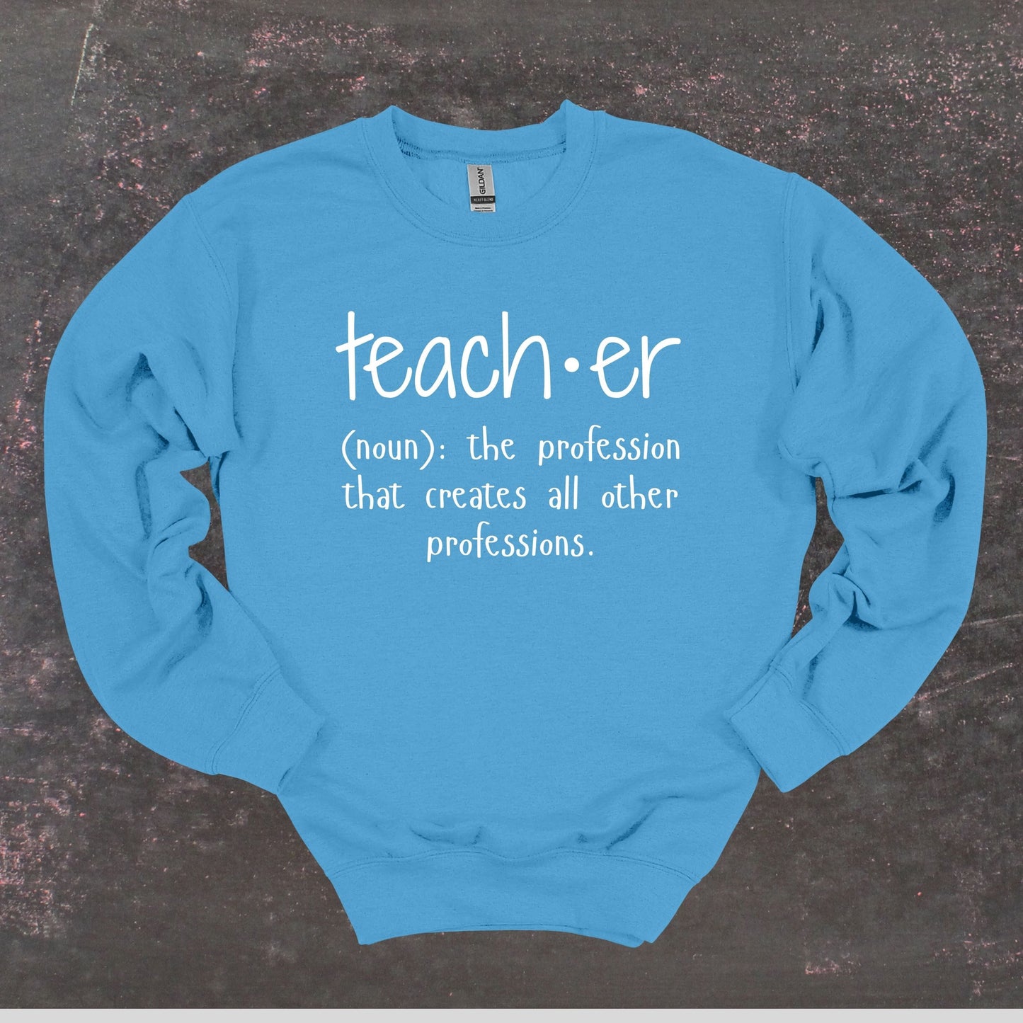Teacher Definition - Teacher Crewneck Sweatshirt - Adult Sweatshirts Crewneck Sweatshirt Graphic Avenue Carolina Blue Adult Small 