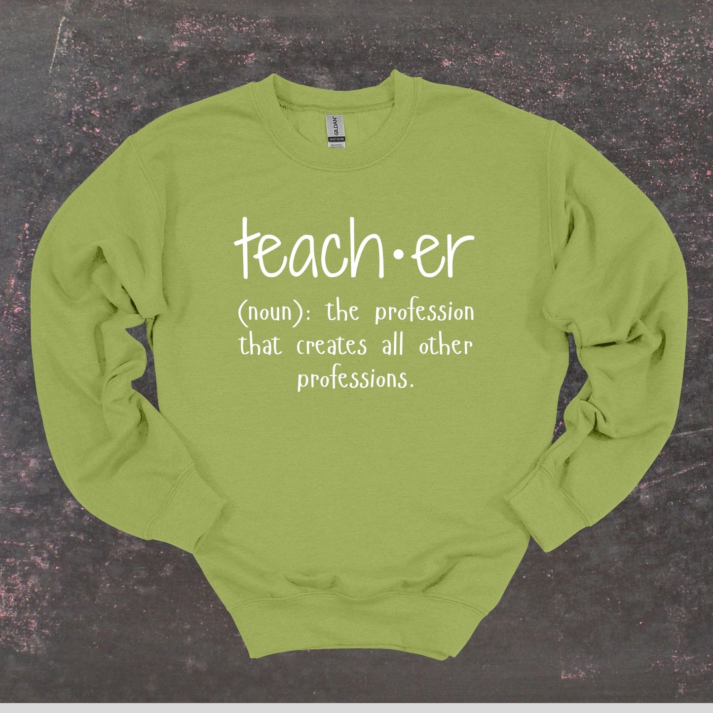 Teacher Definition - Teacher Crewneck Sweatshirt - Adult Sweatshirts Crewneck Sweatshirt Graphic Avenue Kiwi Adult Small 