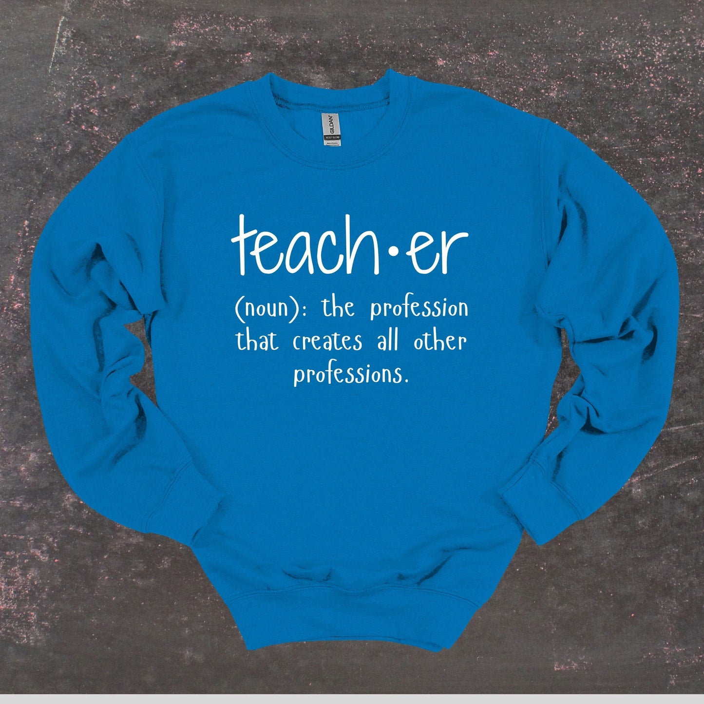 Teacher Definition - Teacher Crewneck Sweatshirt - Adult Sweatshirts Crewneck Sweatshirt Graphic Avenue Sapphire Adult Small 