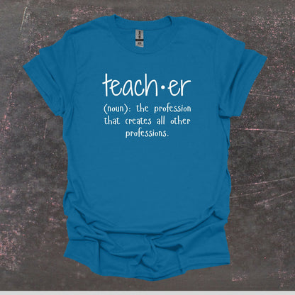 Teacher Definition - Teacher T Shirt - Adult Tee Shirts T-Shirts Graphic Avenue Antique Sapphire Adult Small 