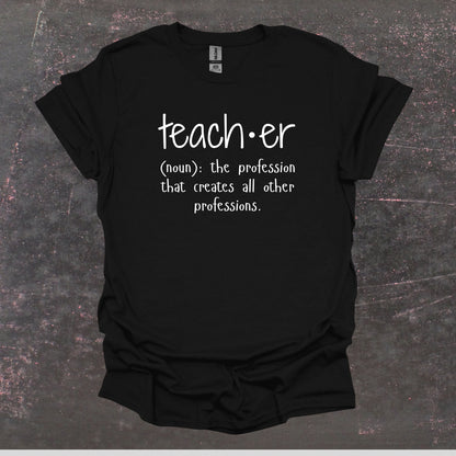 Teacher Definition - Teacher T Shirt - Adult Tee Shirts T-Shirts Graphic Avenue Black Adult Small 