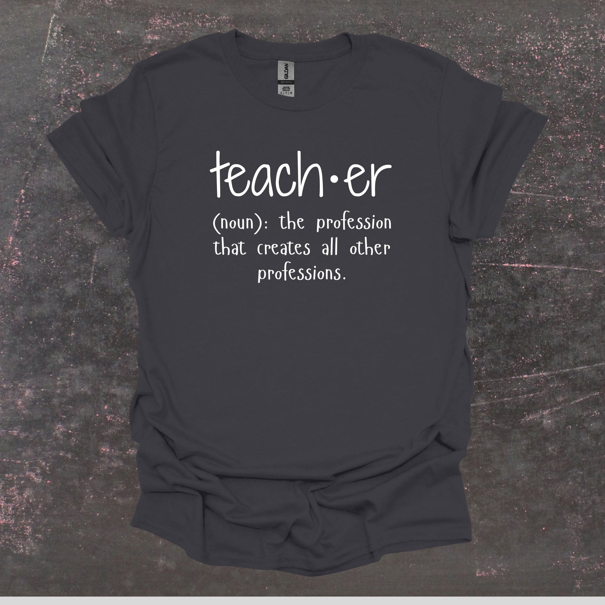 Teacher Definition - Teacher T Shirt - Adult Tee Shirts T-Shirts Graphic Avenue Charcoal Adult Small 