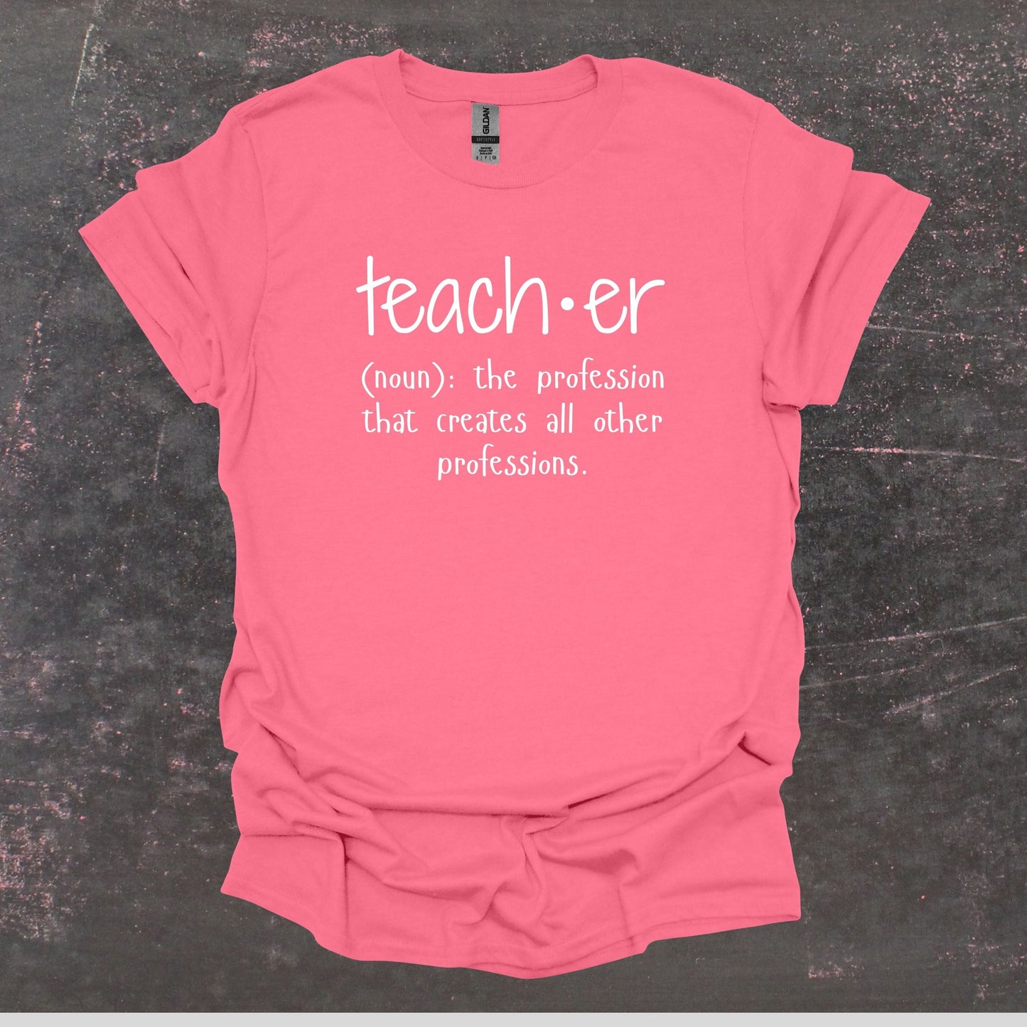 Teacher Definition - Teacher T Shirt - Adult Tee Shirts T-Shirts Graphic Avenue Coral Silk Adult Small 