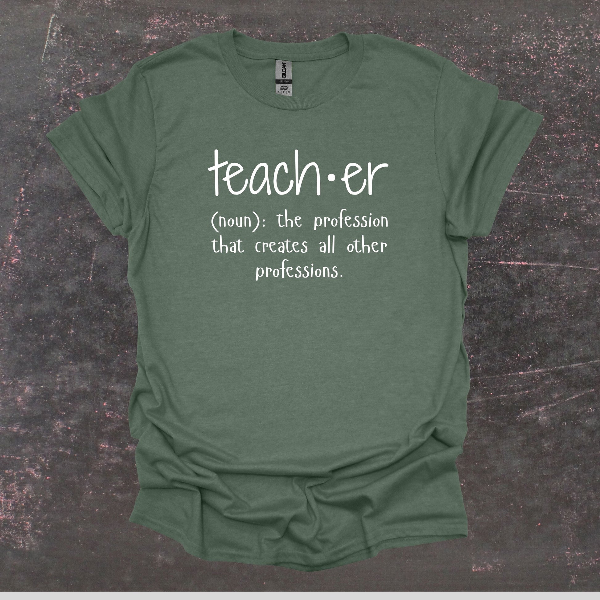 Teacher Definition - Teacher T Shirt - Adult Tee Shirts T-Shirts Graphic Avenue Heather Forest Green Adult Small 