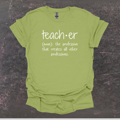 Teacher Definition - Teacher T Shirt - Adult Tee Shirts T-Shirts Graphic Avenue Kiwi Adult Small 