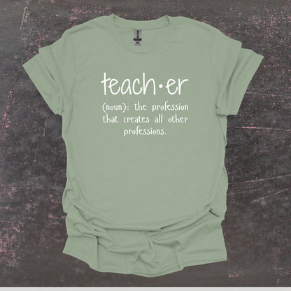 Teacher Definition - Teacher T Shirt - Adult Tee Shirts T-Shirts Graphic Avenue Sage Adult Small 