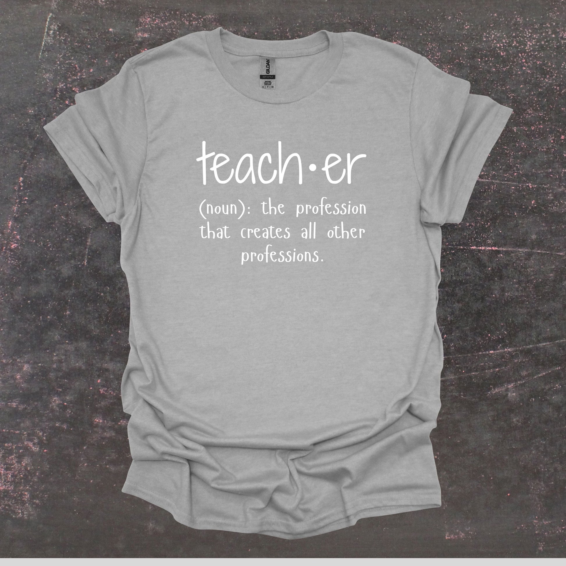 Teacher Definition - Teacher T Shirt - Adult Tee Shirts T-Shirts Graphic Avenue Sport Grey Adult Small 