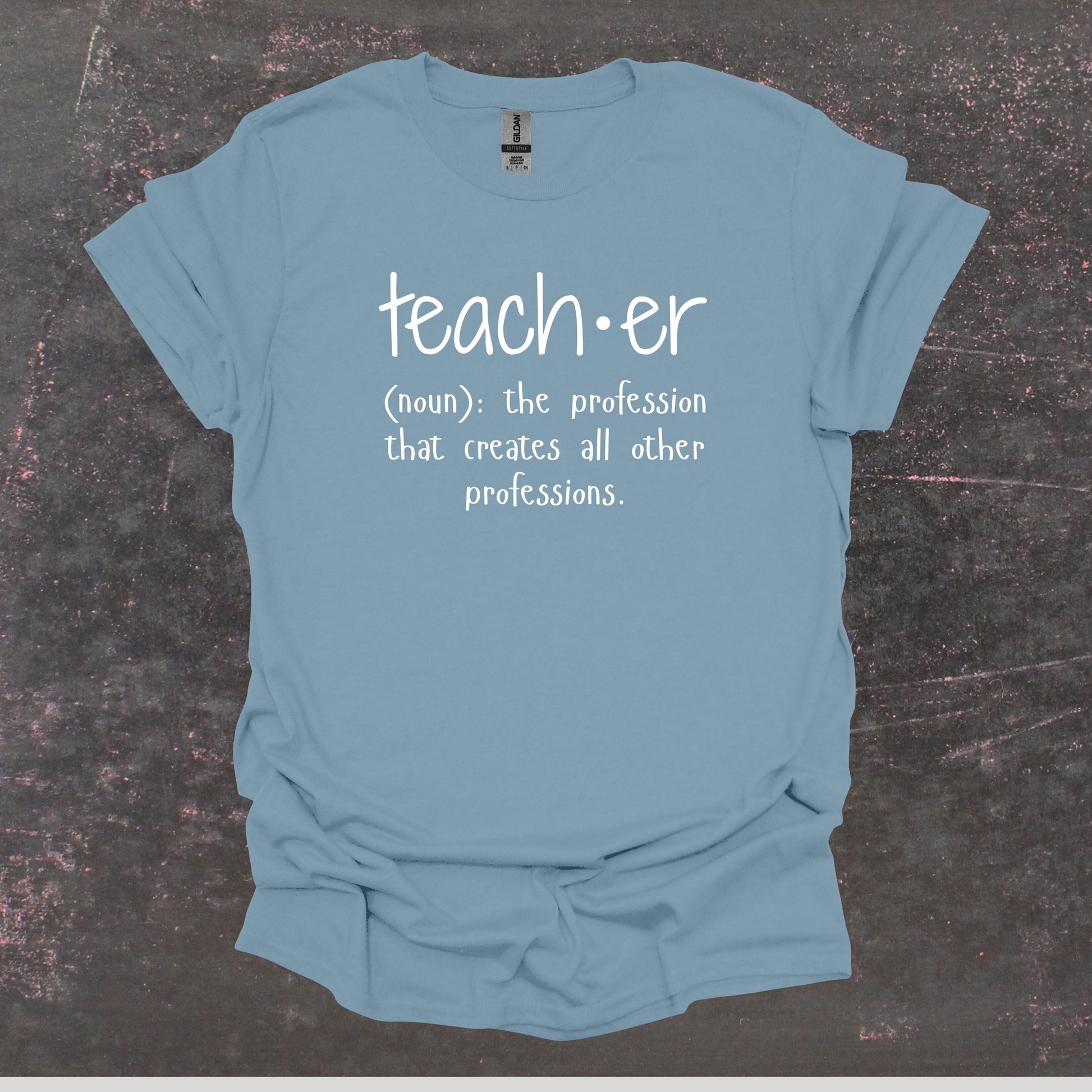 Teacher Definition - Teacher T Shirt - Adult Tee Shirts T-Shirts Graphic Avenue Stone Blue Adult Small 