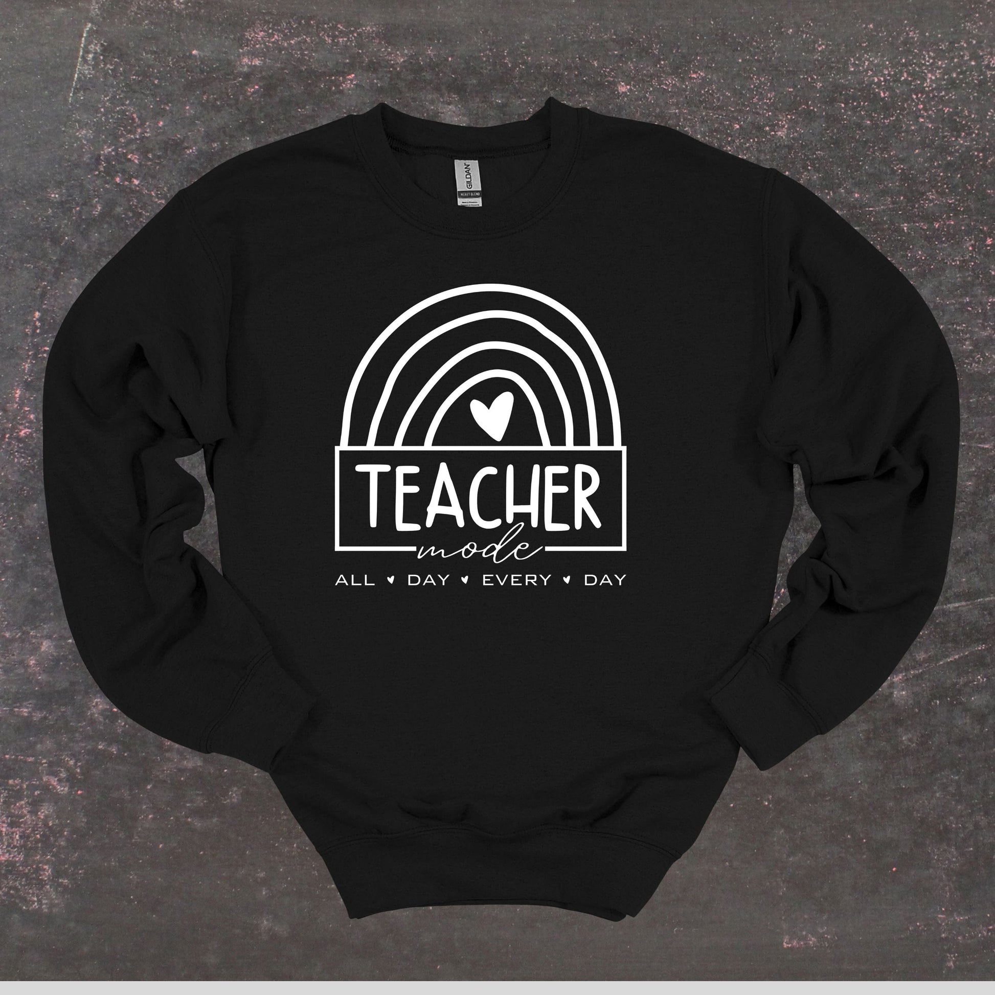 Teacher Mode - Teacher Crewneck Sweatshirt - Adult Sweatshirts Crewneck Sweatshirt Graphic Avenue Black Adult Small 