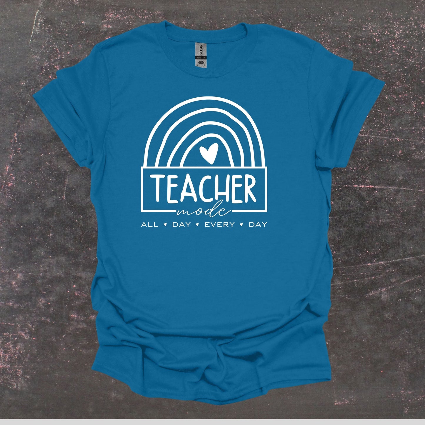 Teacher Mode - Teacher T Shirt - Adult Tee Shirts T-Shirts Graphic Avenue Antique Sapphire Adult Small 