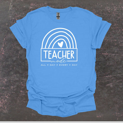 Teacher Mode - Teacher T Shirt - Adult Tee Shirts T-Shirts Graphic Avenue Carolina Blue Adult Small 