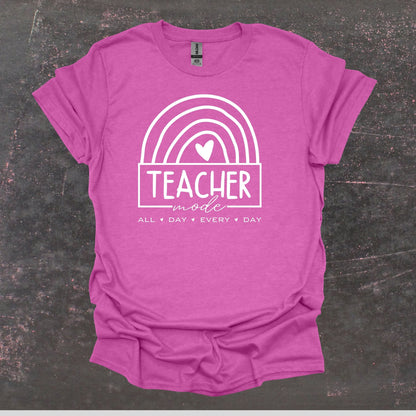 Teacher Mode - Teacher T Shirt - Adult Tee Shirts T-Shirts Graphic Avenue Heather Berry Adult Small 
