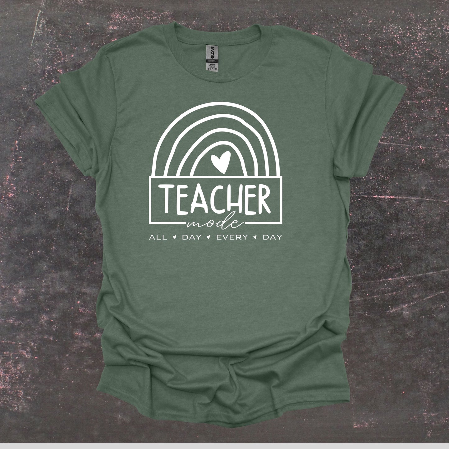 Teacher Mode - Teacher T Shirt - Adult Tee Shirts T-Shirts Graphic Avenue Heather Forest Green Adult Small 