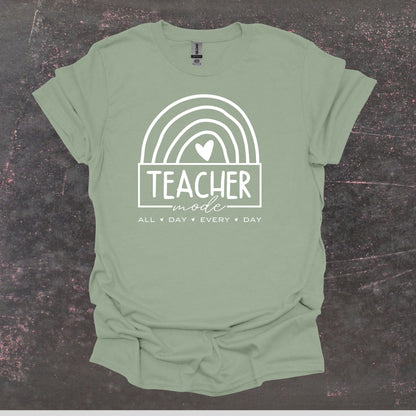 Teacher Mode - Teacher T Shirt - Adult Tee Shirts T-Shirts Graphic Avenue Sage Adult Small 